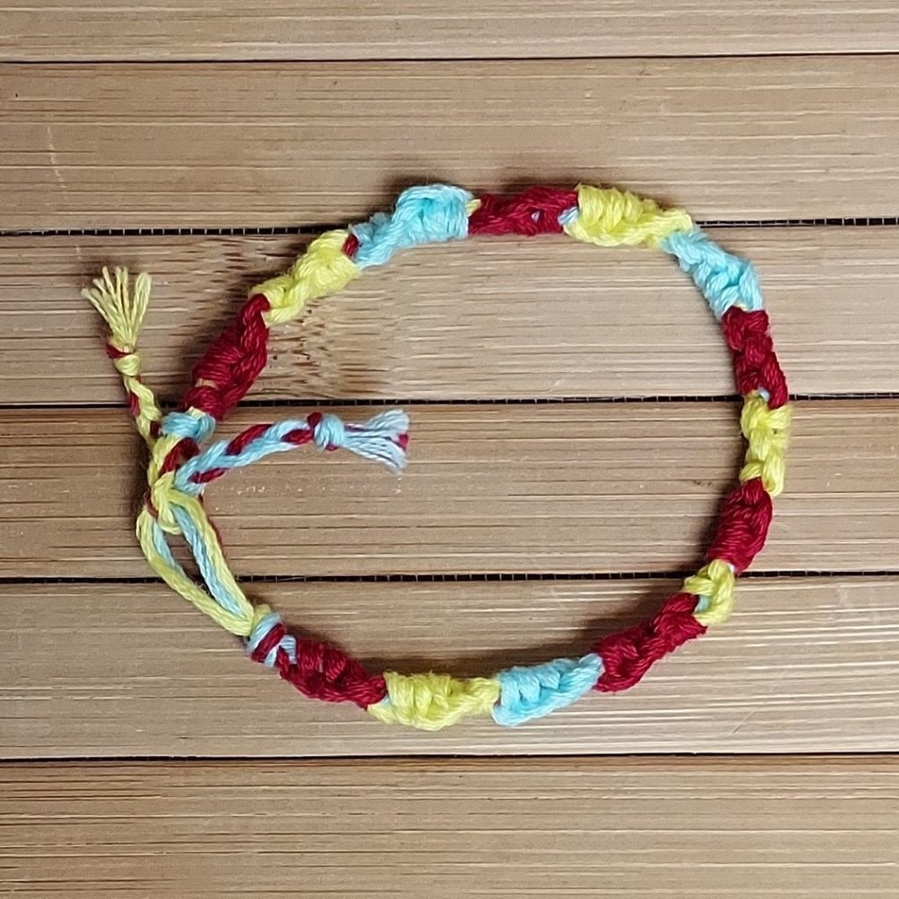 Girls Handmade Embroidery Floss Charm Bracelet, 6" (made by 11 year-old artist).